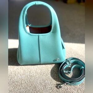 Coach Lana 23 Pebble Leather Bag Silver Aquamarine CM545